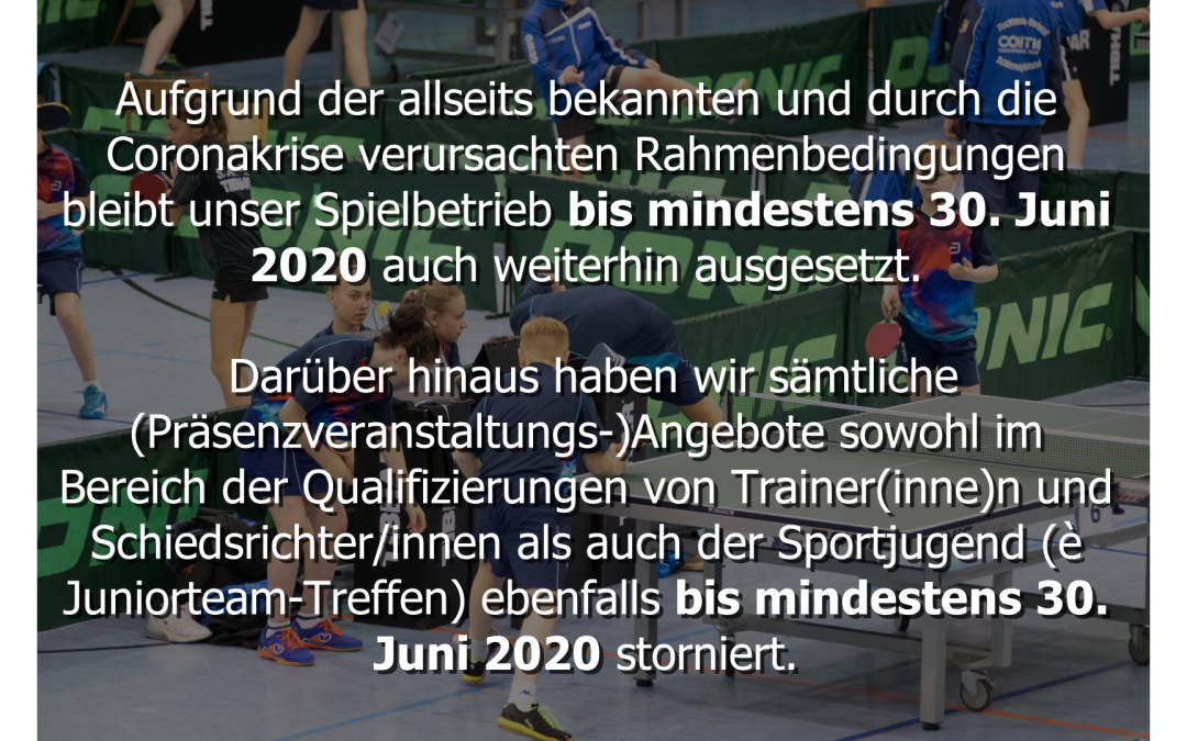 SPIELBETRIEB BIS 30.06. AUSGESETZT