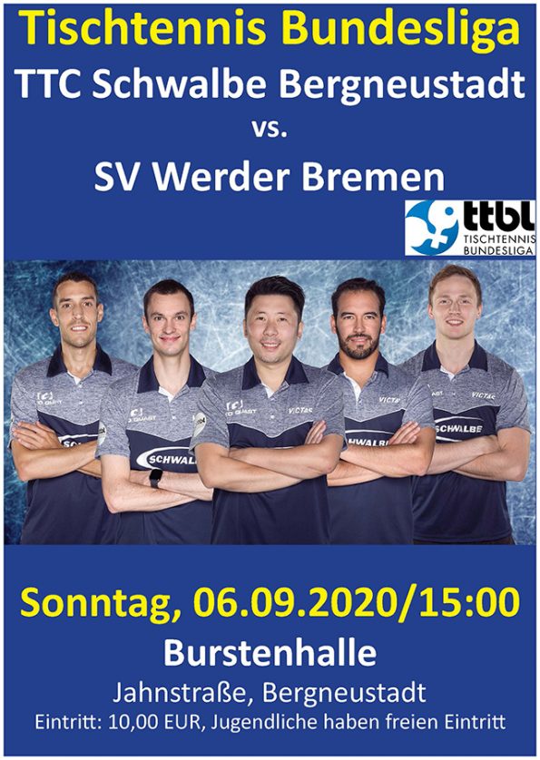 Tischtennis Bundesliga TTC Schwalbe Bergneustadt - SV Werder Bremen Heimspiel Burstenhalle